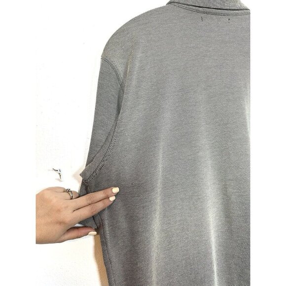GEOFFREY BEENE Mens XL Double Cotton Print Button Down Shirt Gray Stripe Knit - Picture 6 of 10